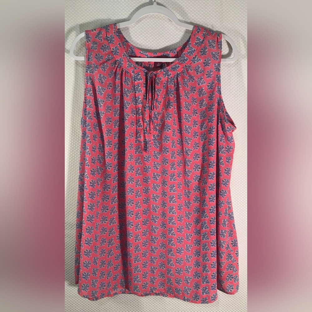 Jessica London Women's  Pink and Blue Floral Blouse Zize 22 Made In China - Picture 4 of 6